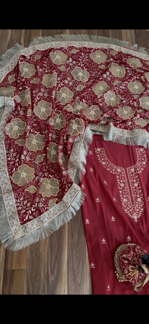 FLORAL NET CUT WORK CHIFFON SILK GHARARA
