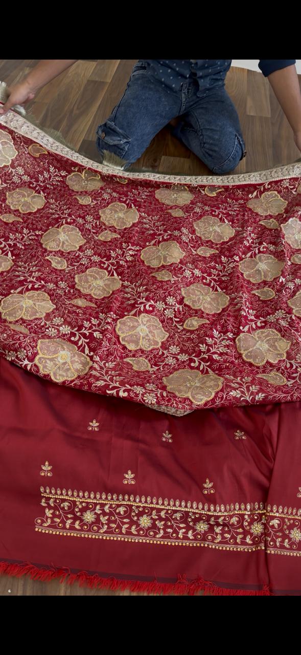 FLORAL NET CUT WORK CHIFFON SILK GHARARA