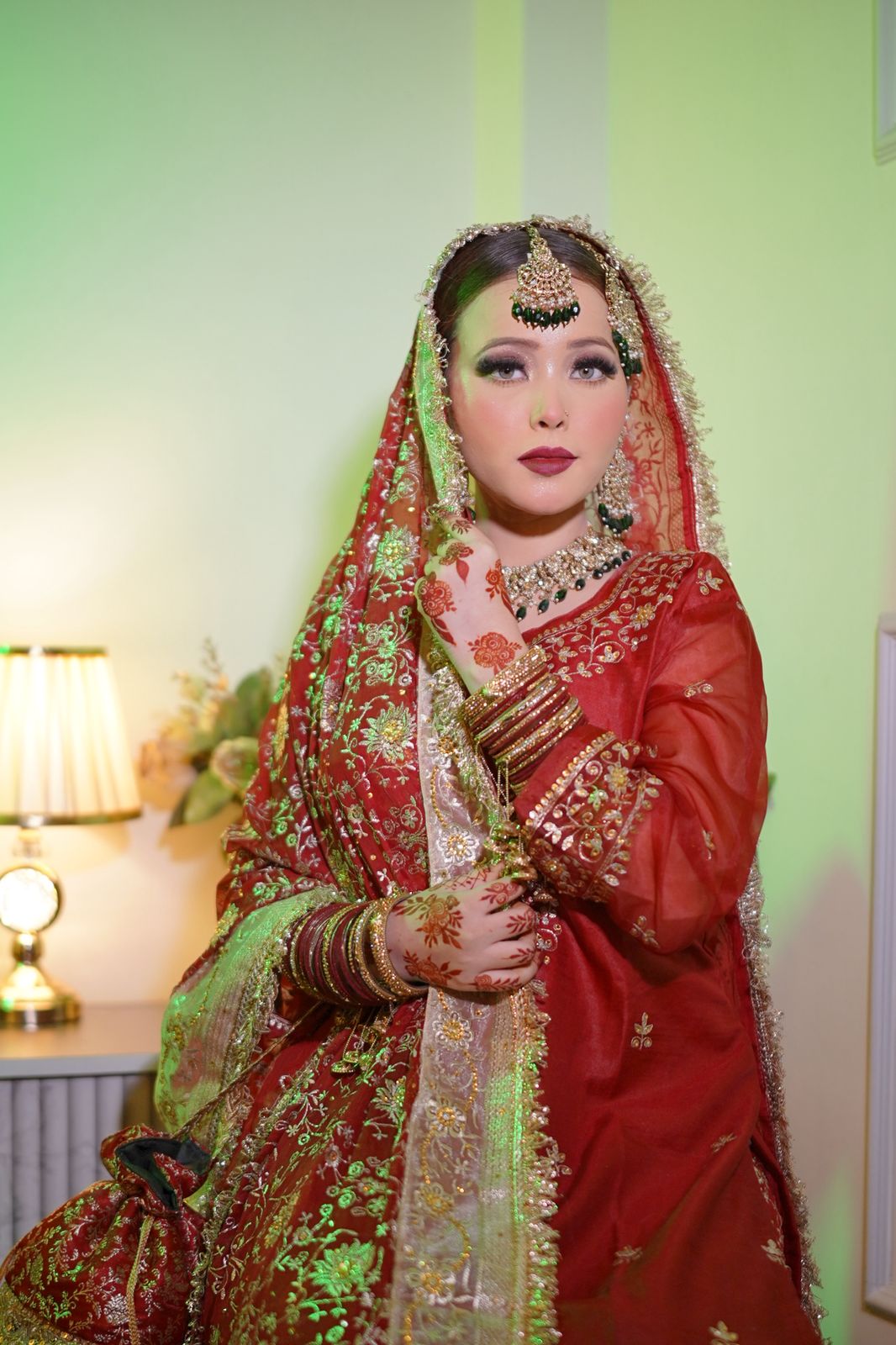 Maroon shade Embroidered Gharara with chiffon silk base