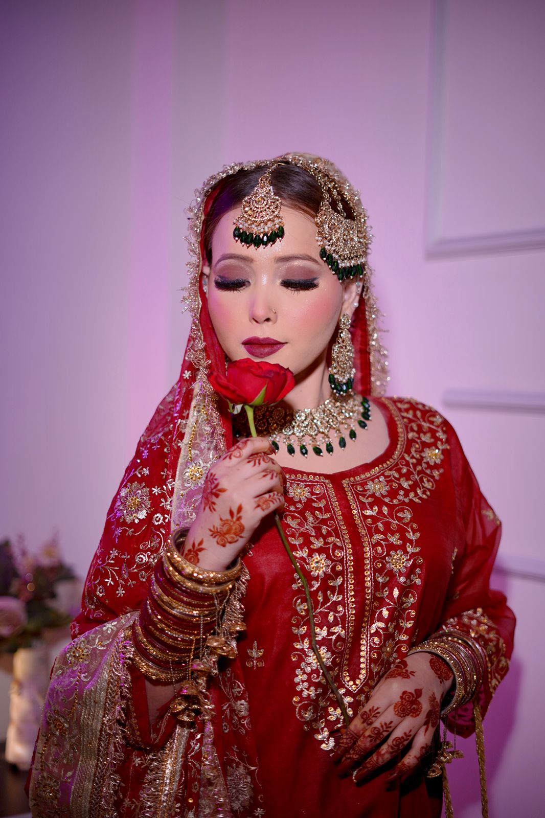 Maroon shade Embroidered Gharara with chiffon silk base