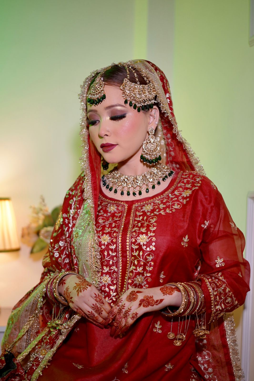 Maroon shade Embroidered Gharara with chiffon silk base