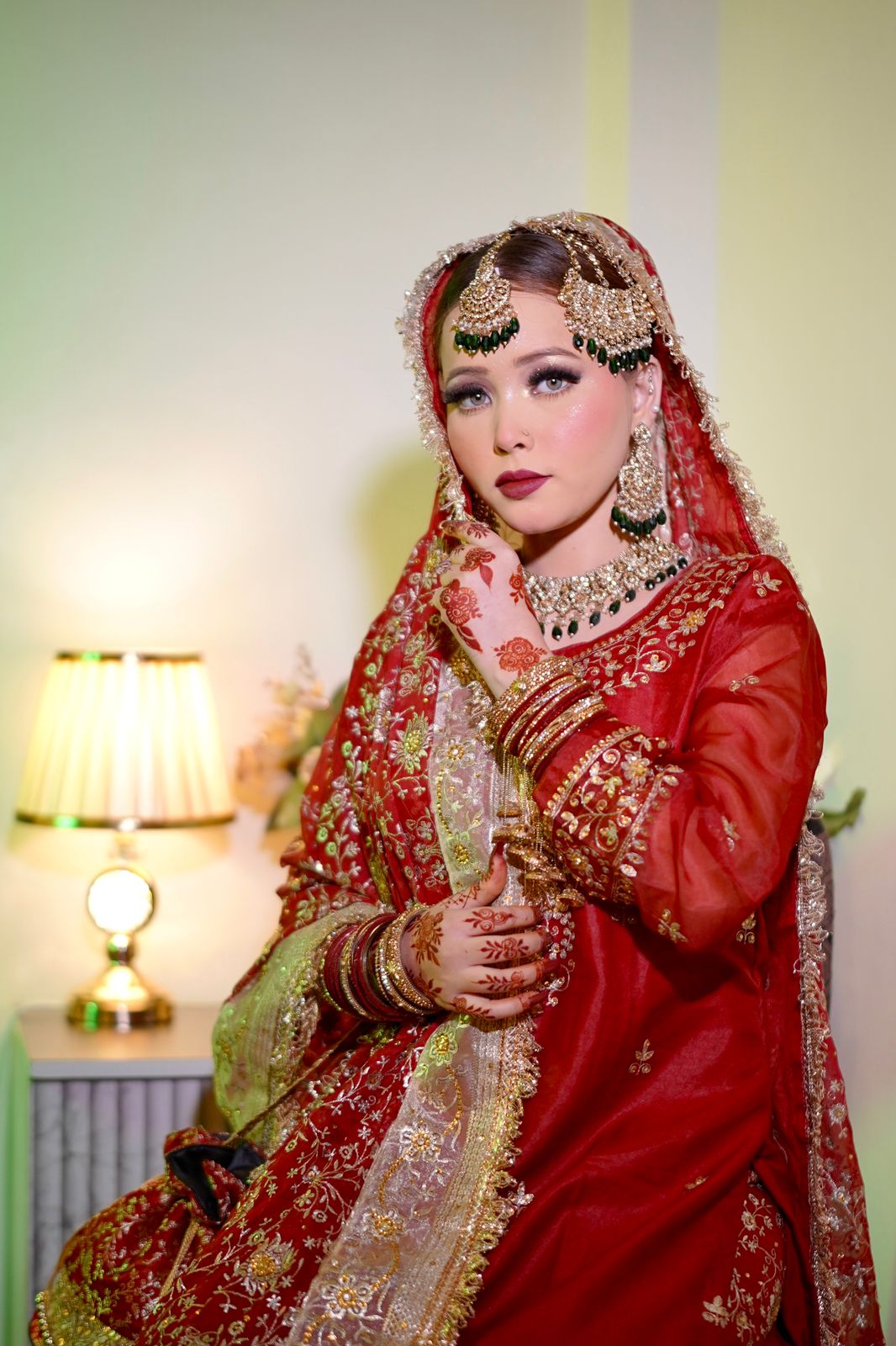 Maroon shade Embroidered Gharara with chiffon silk base