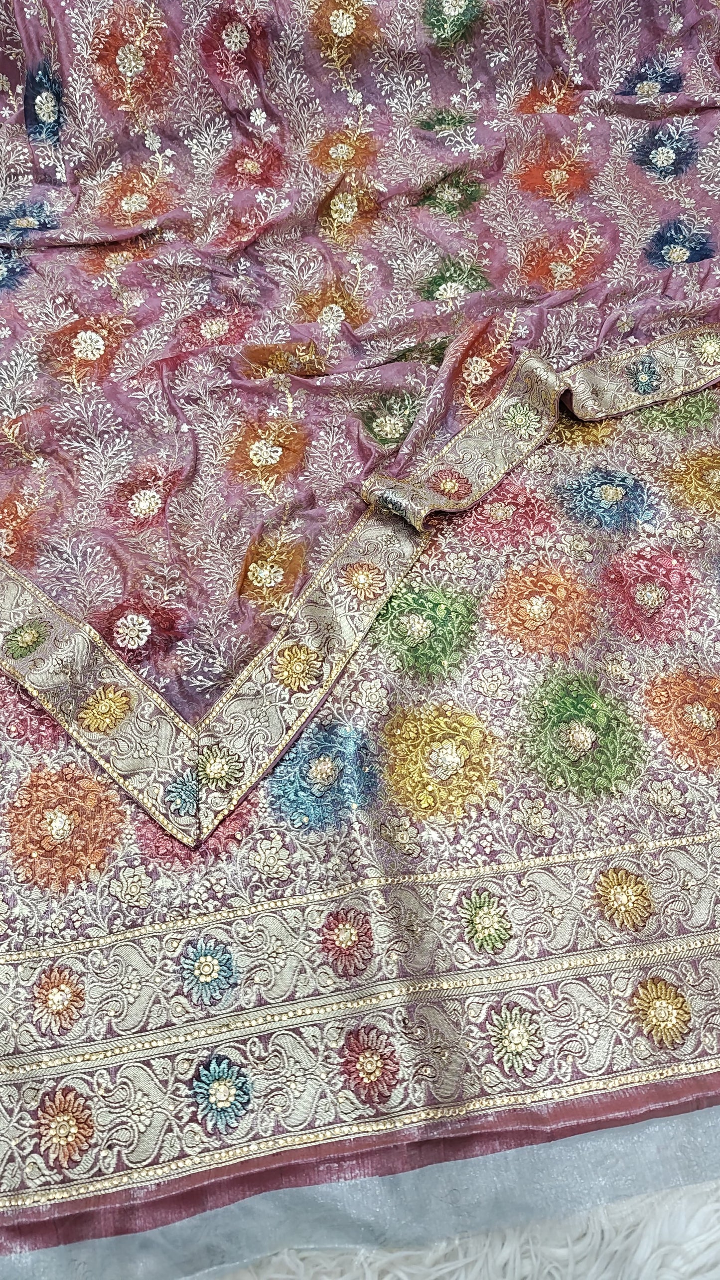 Taffy Pink Banarasi Kimkhab Silk 3 Piece Suit