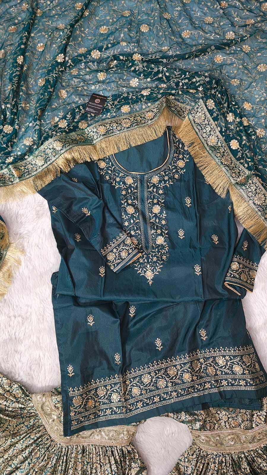 KIMKHAB GHARARA  WITH EMBROIDERED KURTI