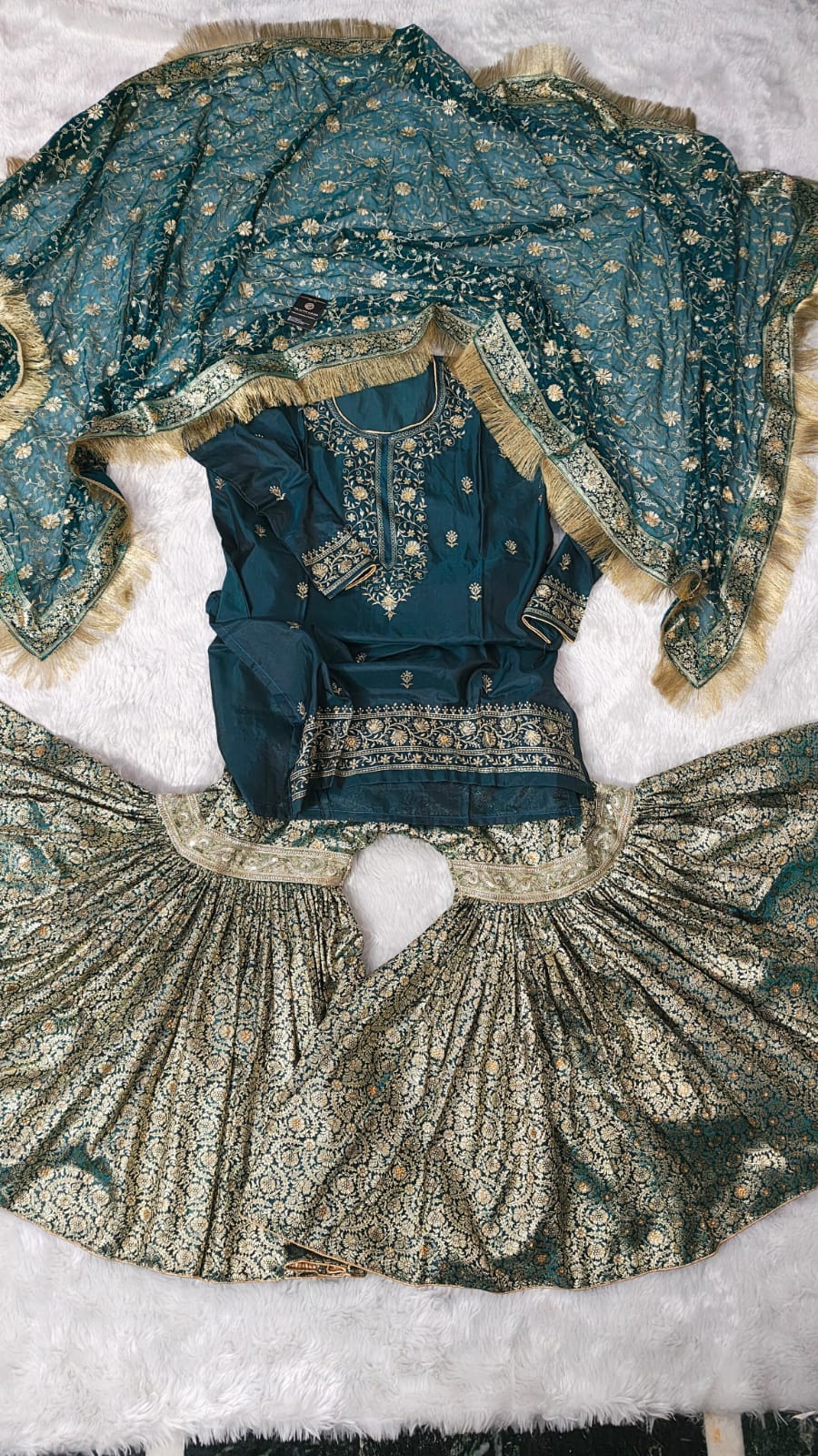 KIMKHAB GHARARA  WITH EMBROIDERED KURTI