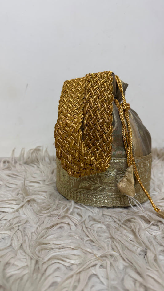 TISSUE SILK GREY COLOR BANARASI POTLI