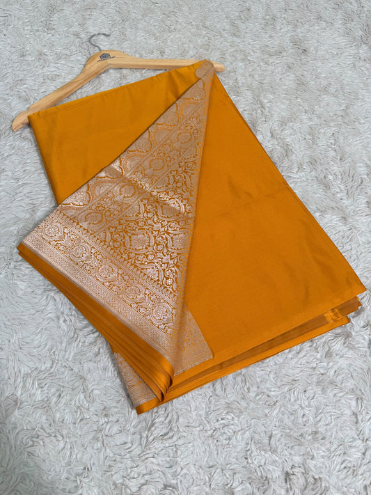 MUSTARD COLOR UNADORN SAREE
