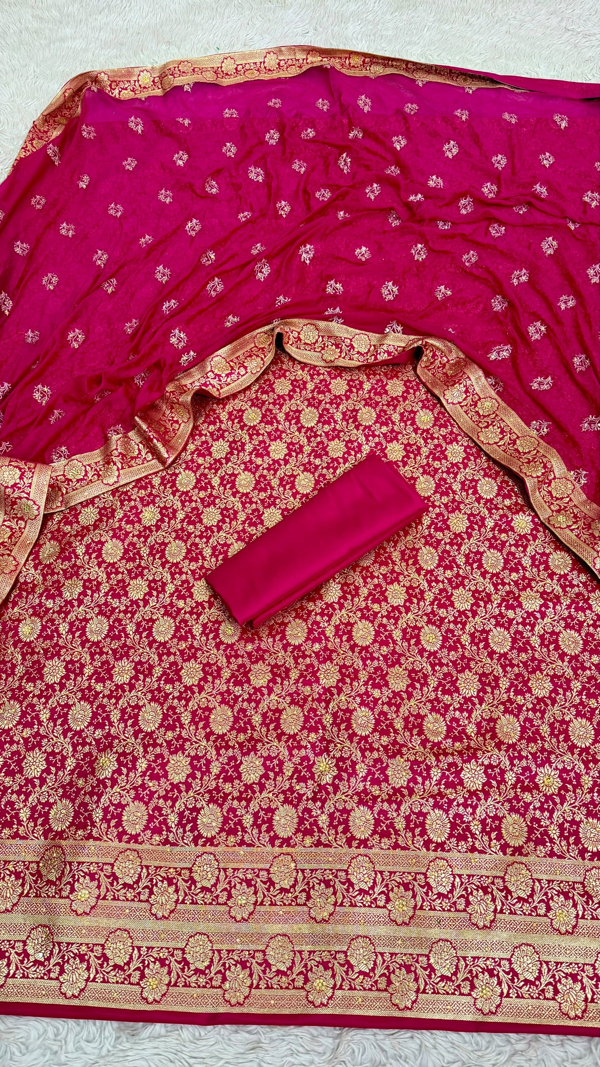 RANI PINK BANARASI KIMKHAB SUIT