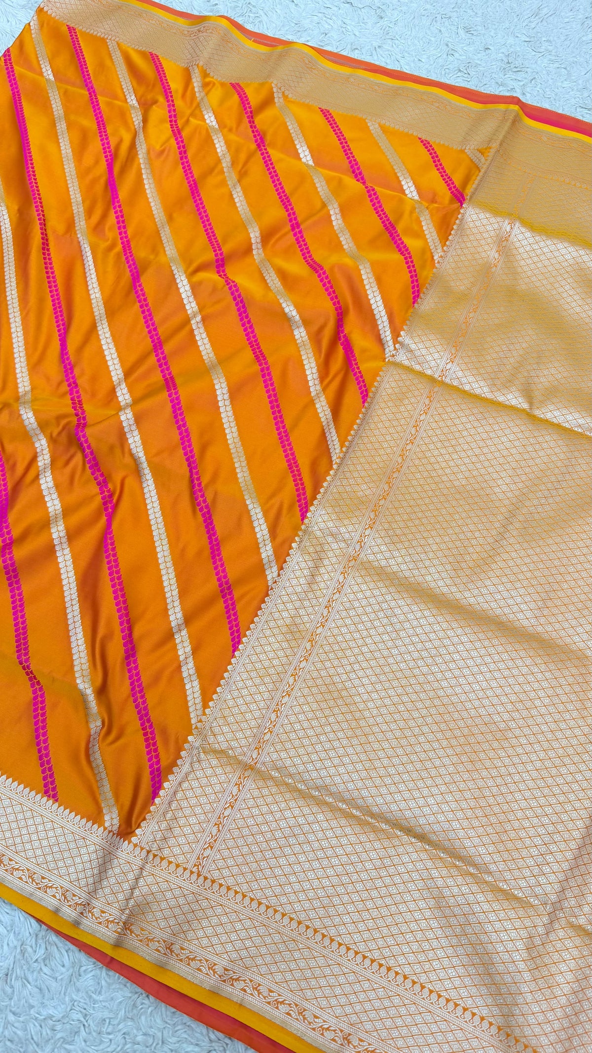 PEACH ORANGE ADA DESIGN MASHRU KATAAN SILK