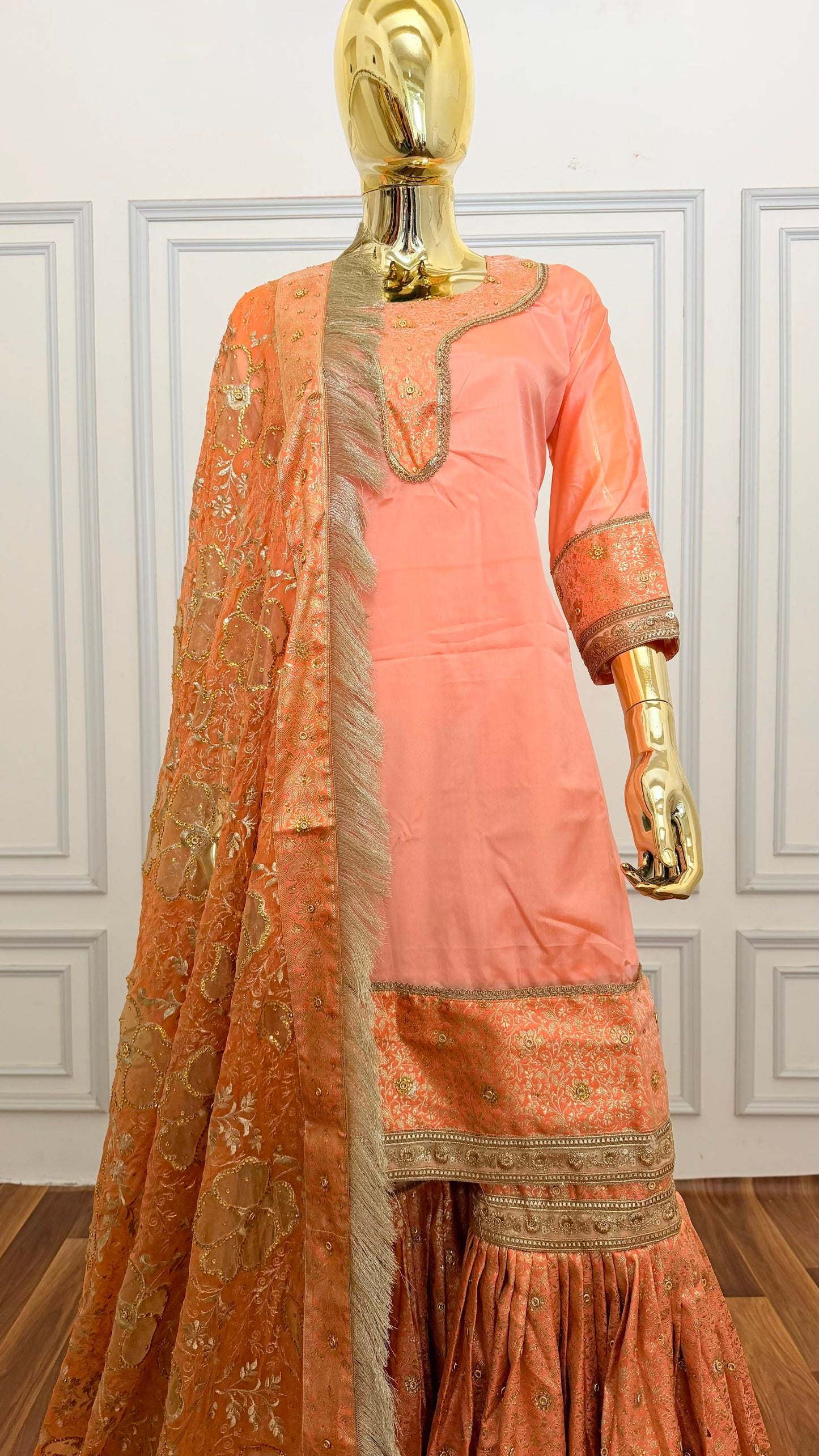 PALE COLOR KIMKHAB GHARARA
