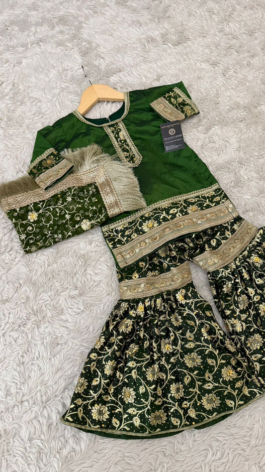 Mehendi kimkhab gharara for little princess