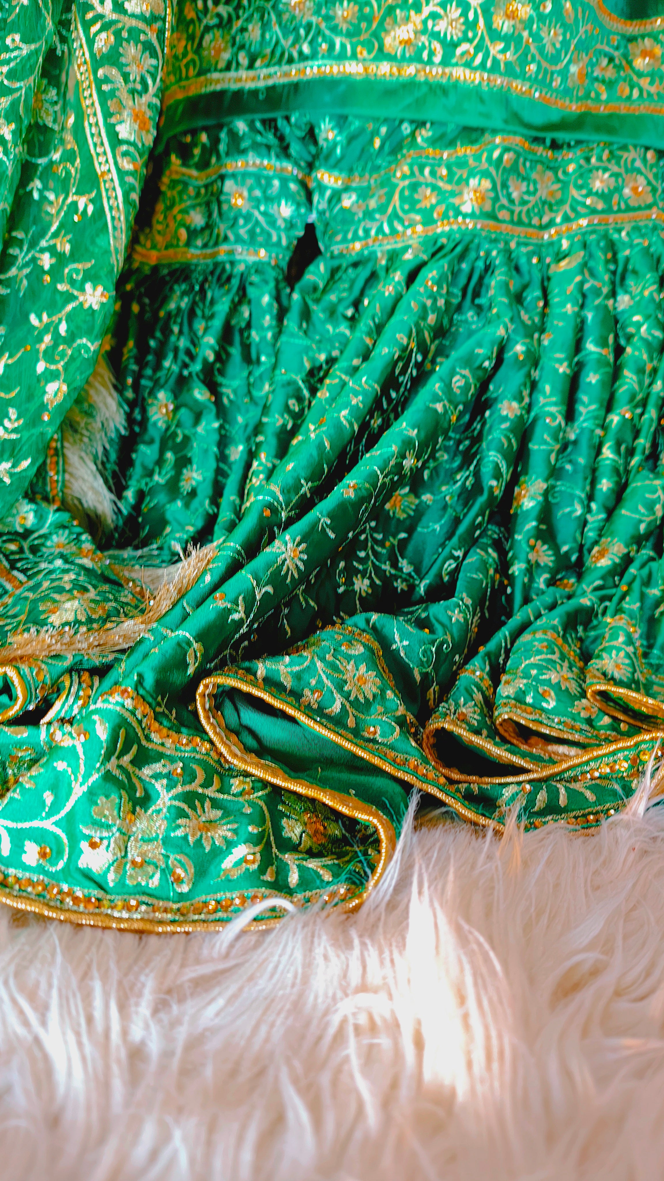 parrot Green Embroidered Gharara with Viscose silk base