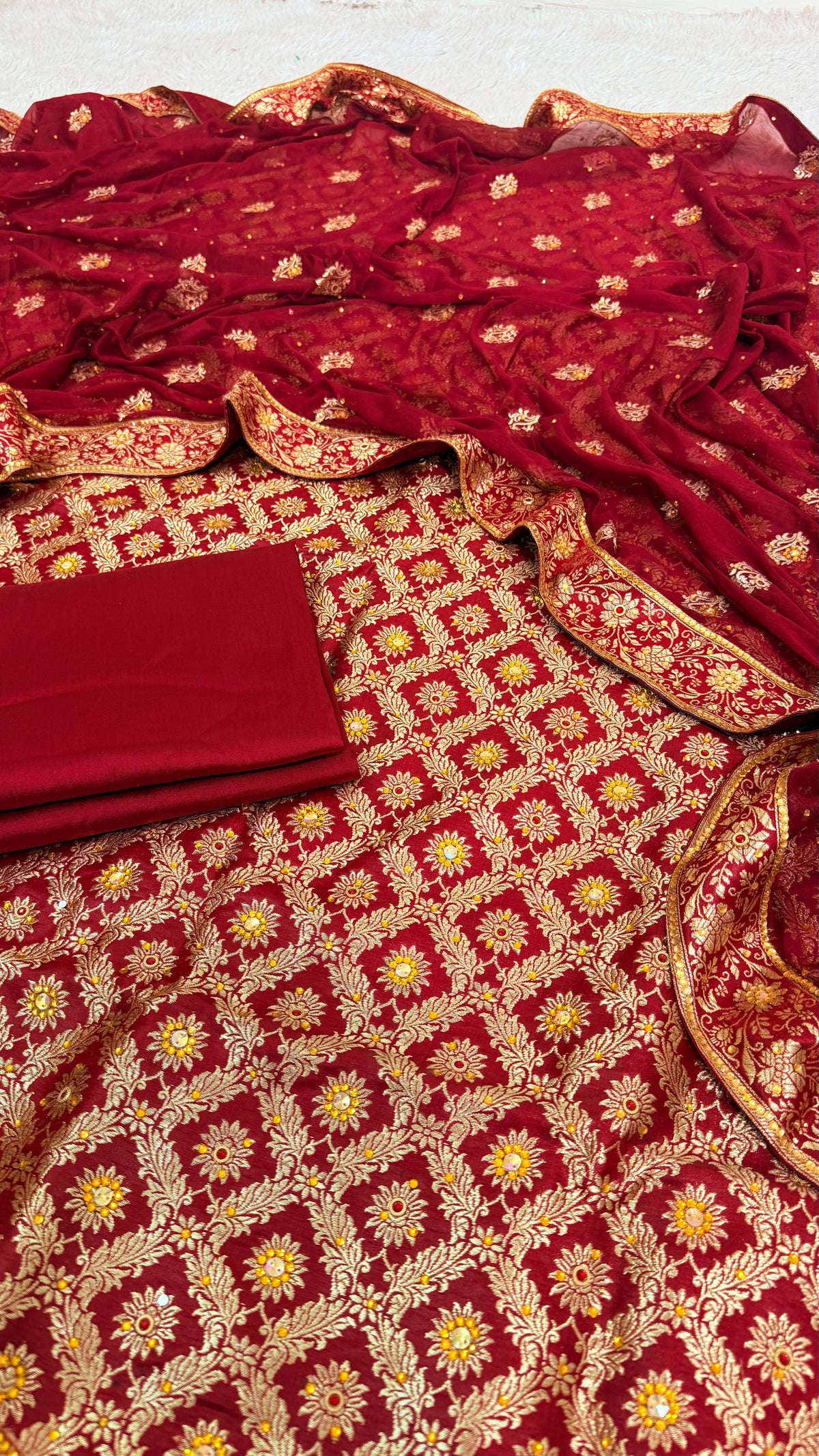 MAROON BANARASI KIMKHAB SUIT