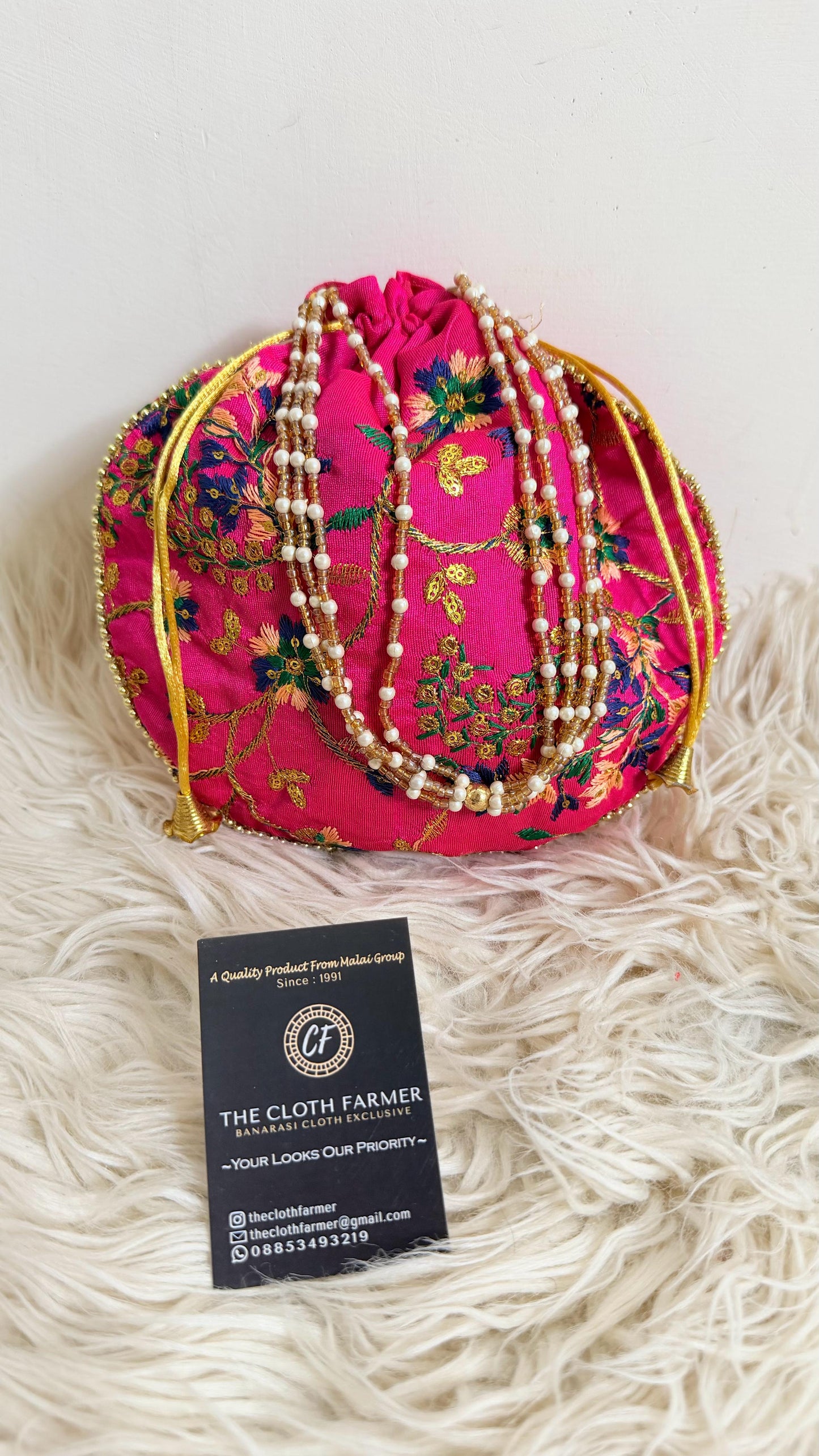 RANI COLOR BANARASI EMBROIDED POTLI