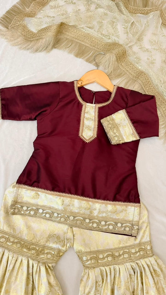 Garniette kimkhab gharara for little princess