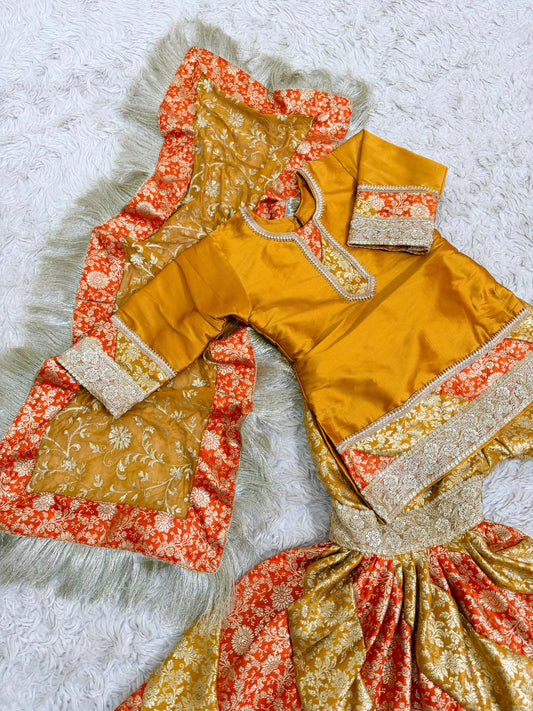 COAMIC ORANGE CONTRAST MOTHER DAUGHTER COMBO GHARARA