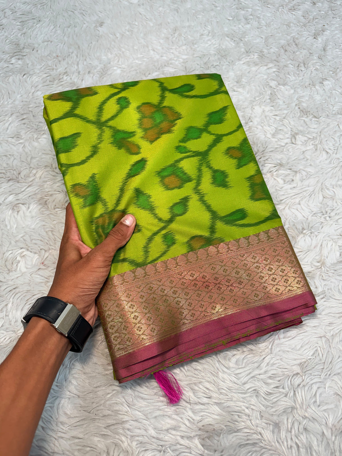LIME IKAT PRINT SAREE