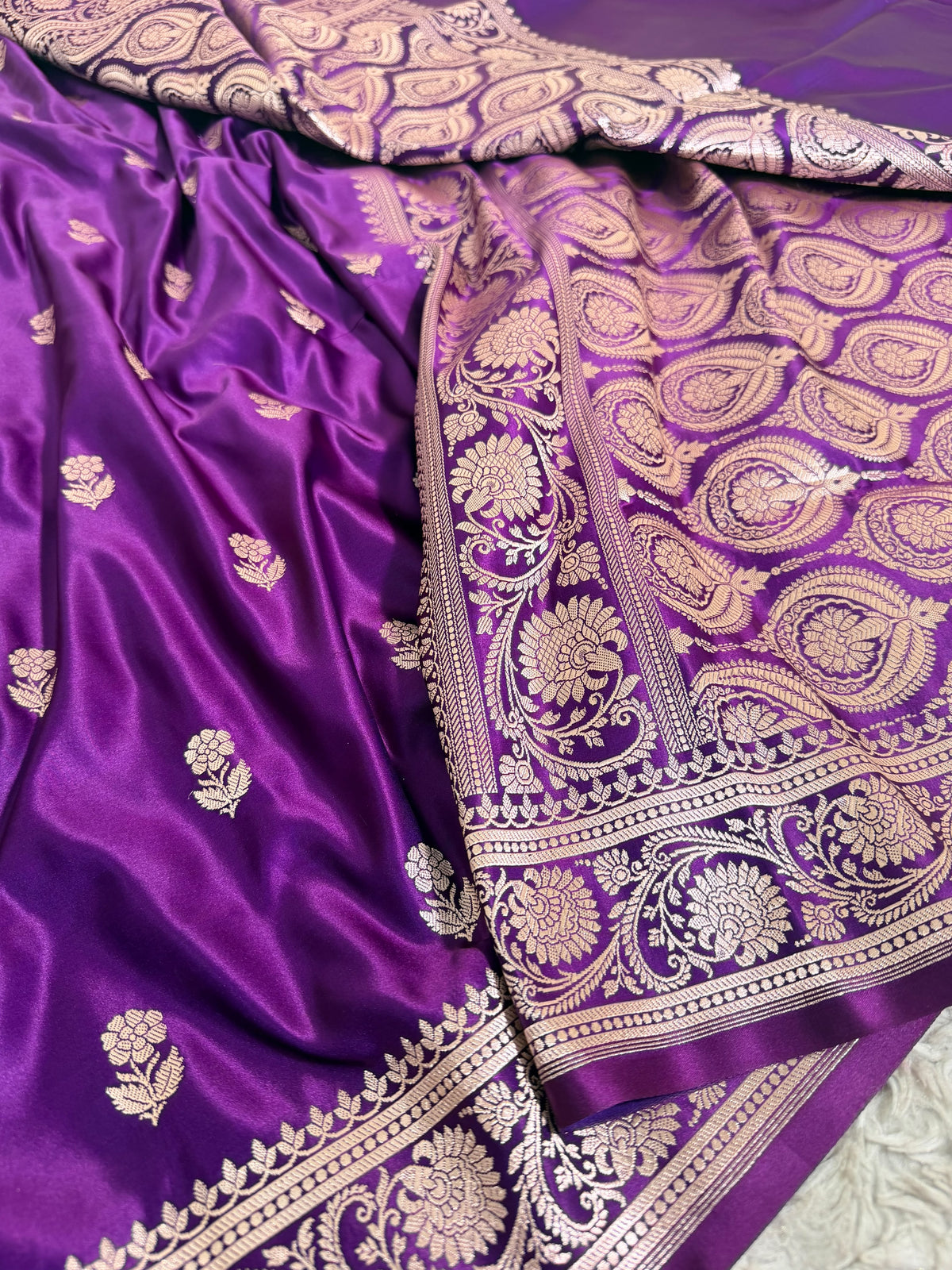 PURPLE MASHRU KATAAN SAREE