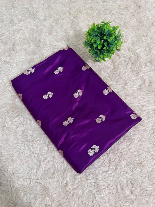 PURPLE MASHRU KATAAN SAREE