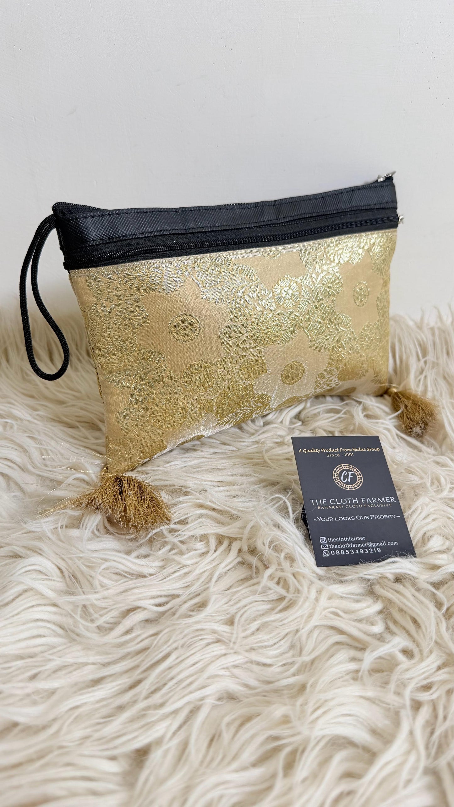 CREAM COLOR BANARASI KIMKHAB POTLI