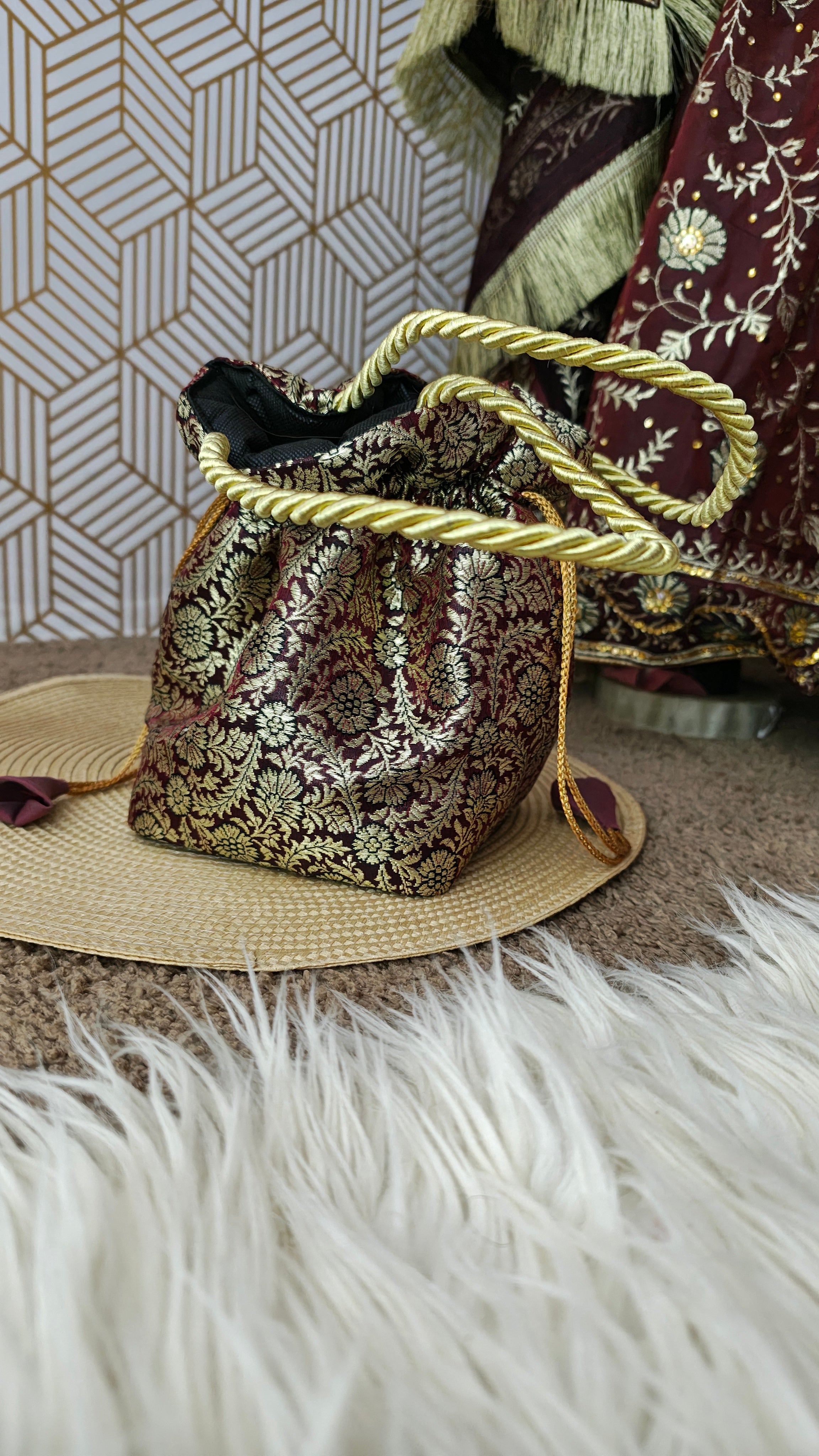 Coffee maroon Embroidered Gharara with Viscose silk base