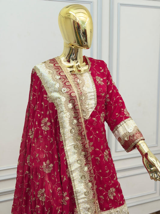DEEP RANI PINK RAMPURI GHARARA