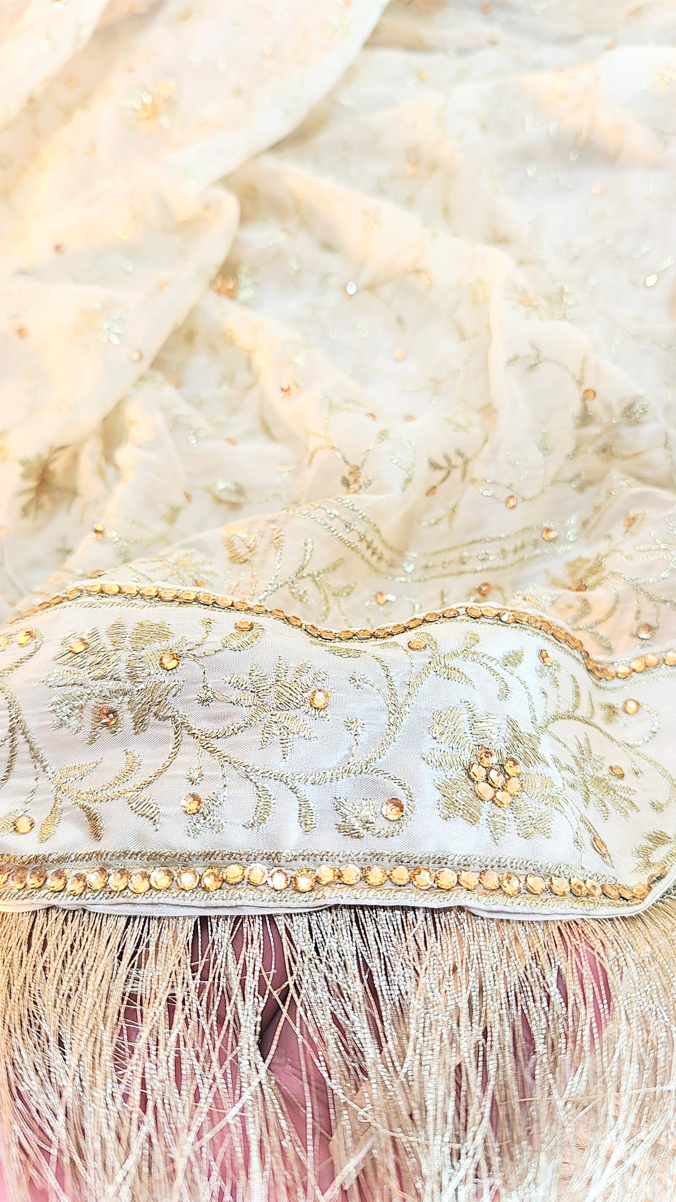 Off white Embroidered Gharara with Viscose silk base