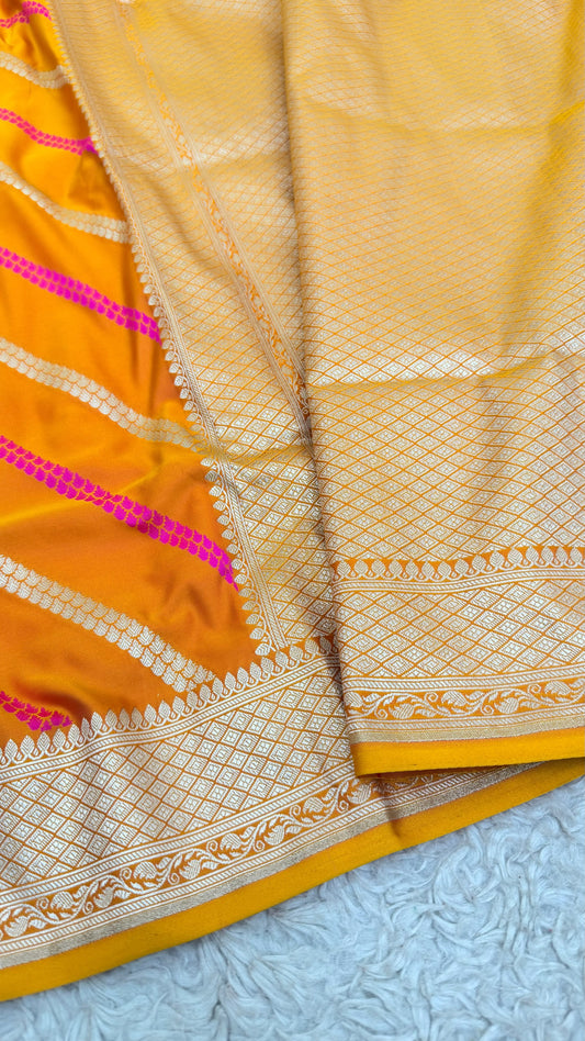 PEACH ORANGE ADA DESIGN MASHRU KATAAN SILK