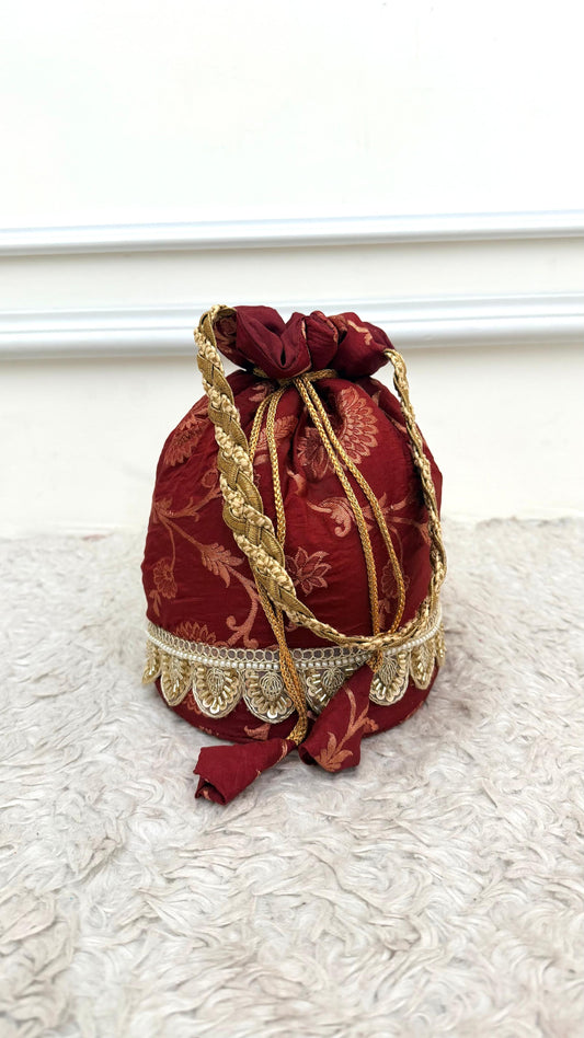 DEEP MAROON BLENDED KATAAN POTLI