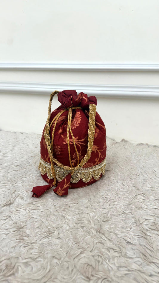 DEEP MAROON BLENDED KATAAN POTLI