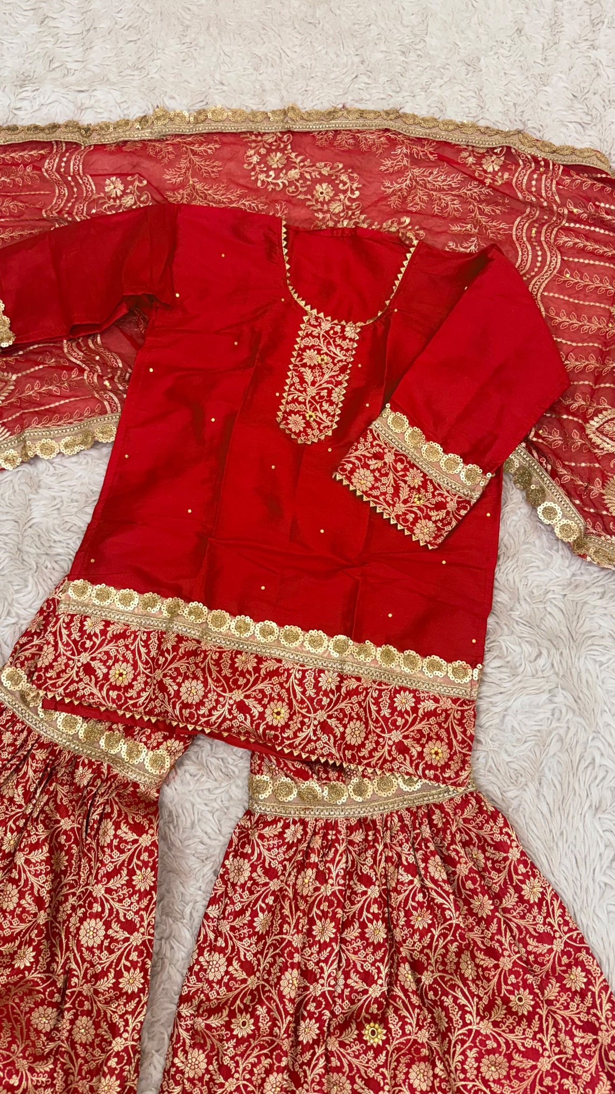 RED kimkhab gharara for little princess