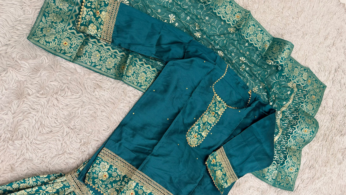 RAMA GREEN kimkhab gharara for little princess