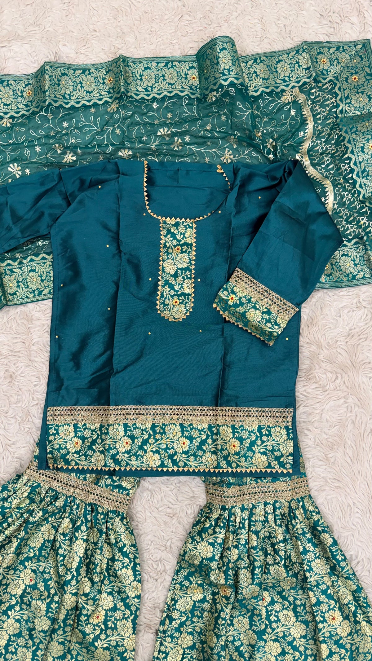 RAMA GREEN kimkhab gharara for little princess