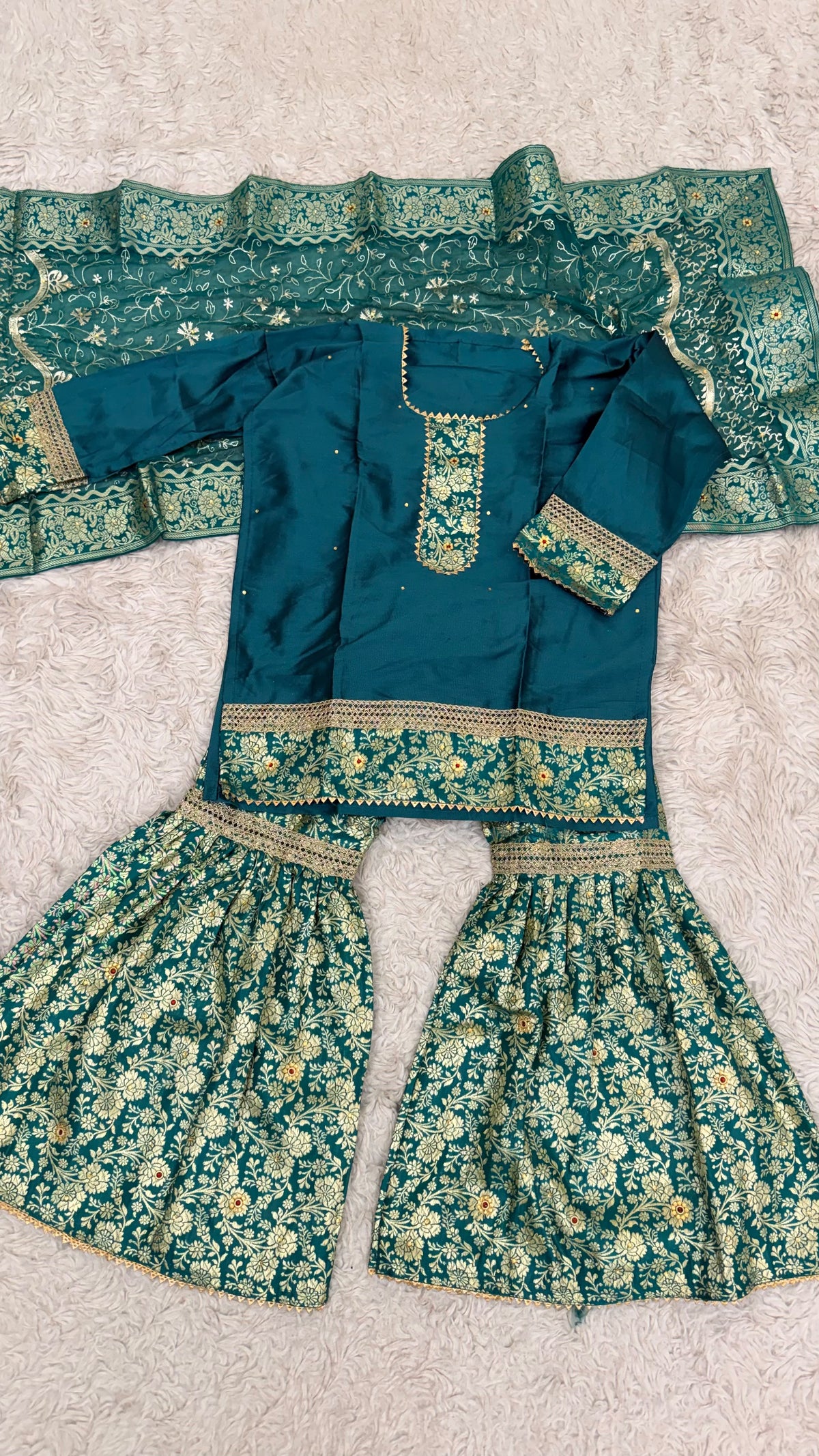 RAMA GREEN kimkhab gharara for little princess