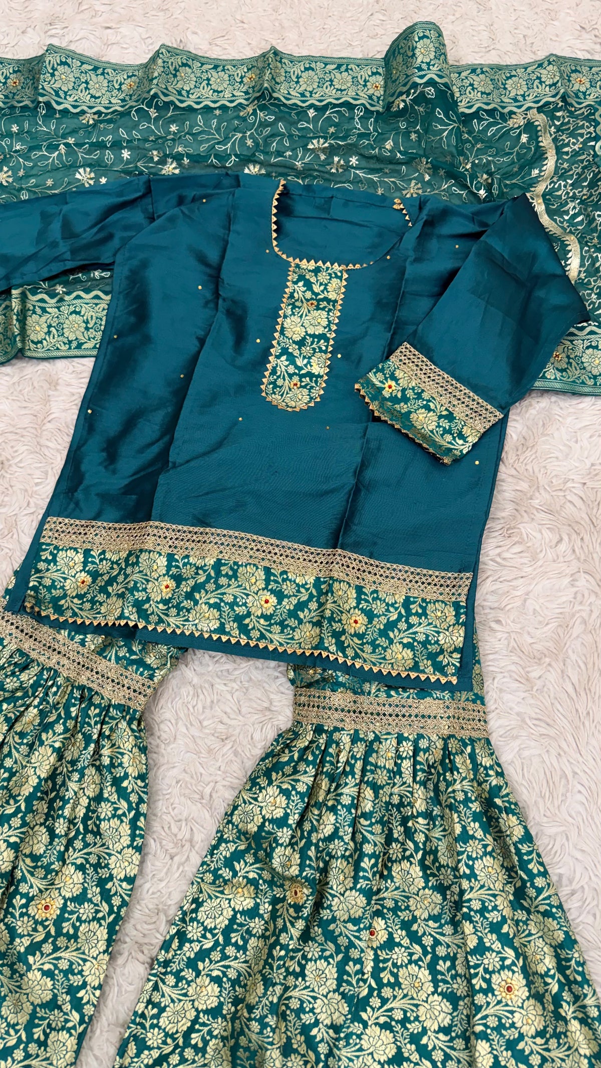 RAMA GREEN kimkhab gharara for little princess