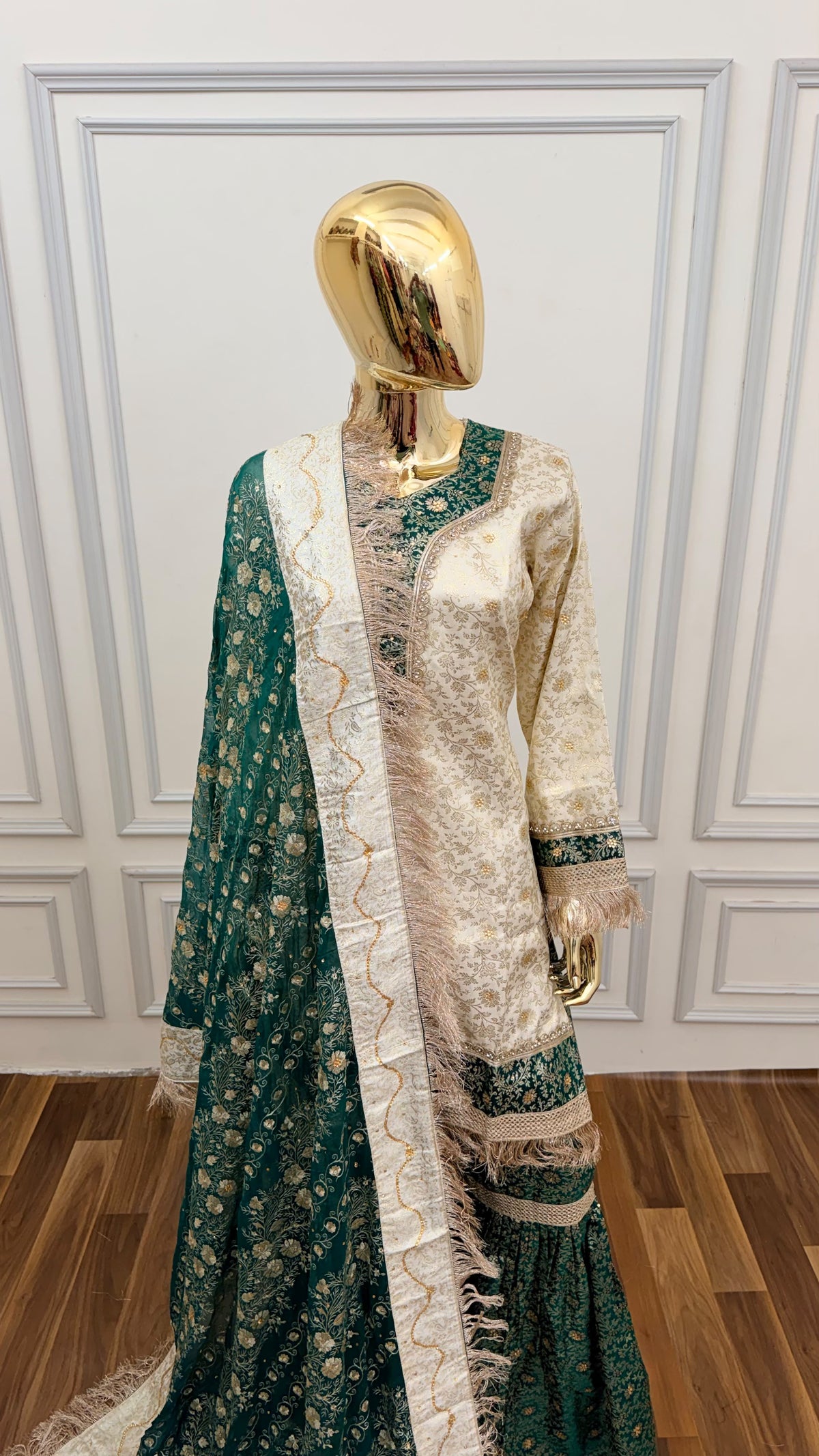 DARK RAMA GREEN OF WHITE CONTRAST GHARARA