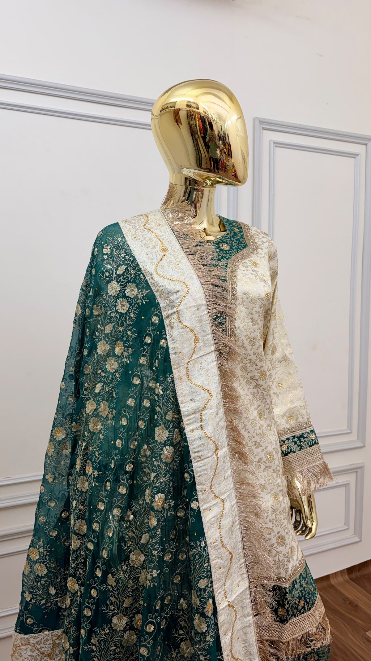 DARK RAMA GREEN OF WHITE CONTRAST GHARARA