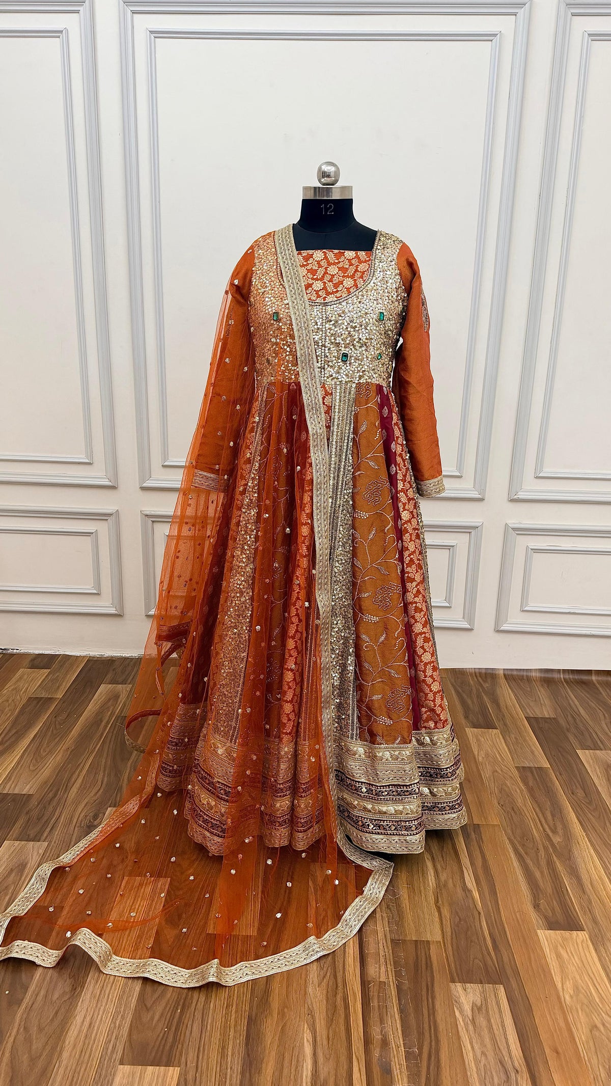 RUST ORANGE SIGNATURE ANARKALI