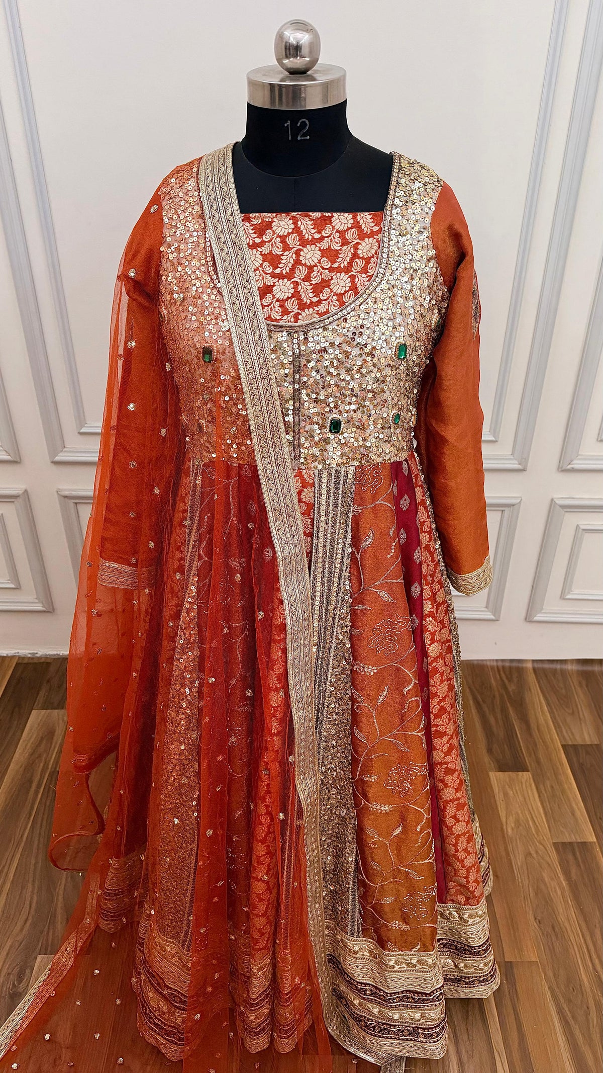 RUST ORANGE SIGNATURE ANARKALI