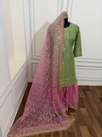 BABY PINK PISTA CONTRAST GHARARA