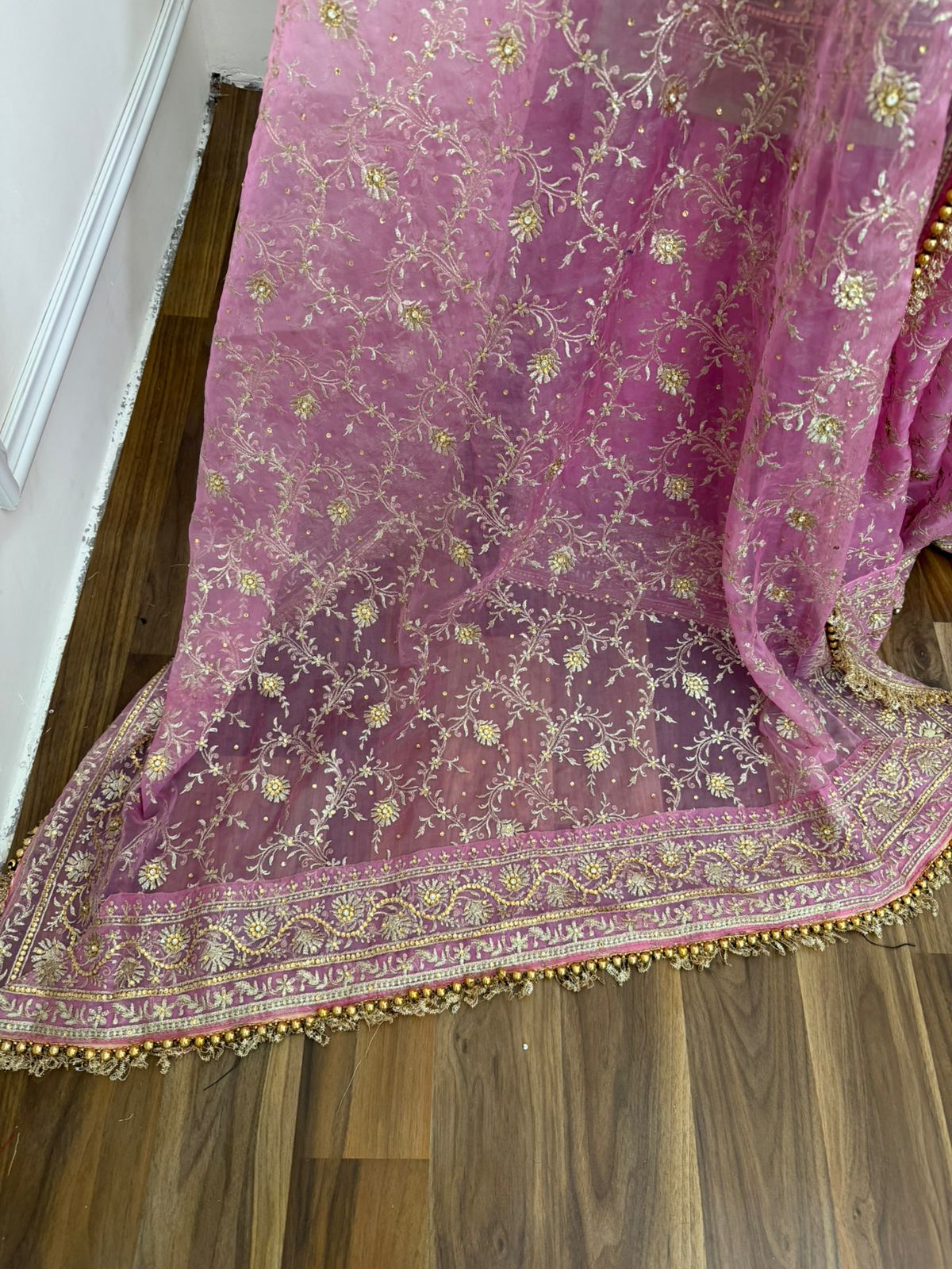 BABY PINK PISTA CONTRAST GHARARA