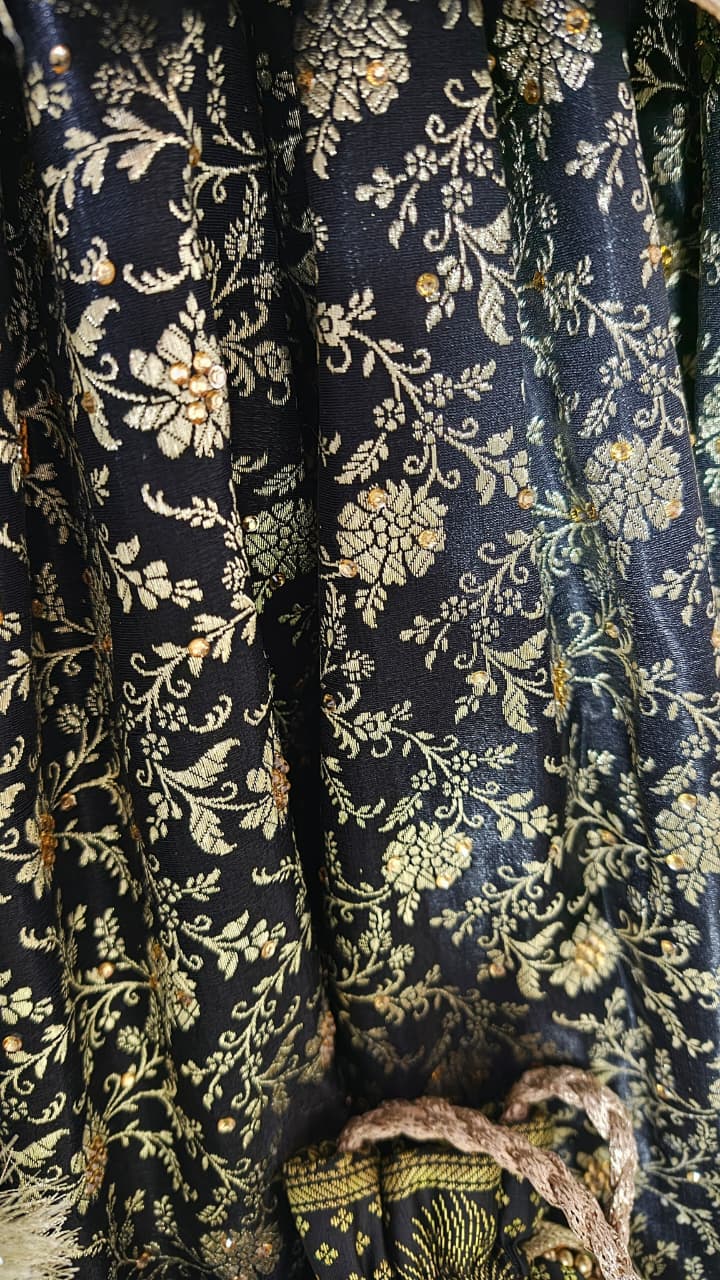 BLACK BANARASI KIMKHAB GHARARA