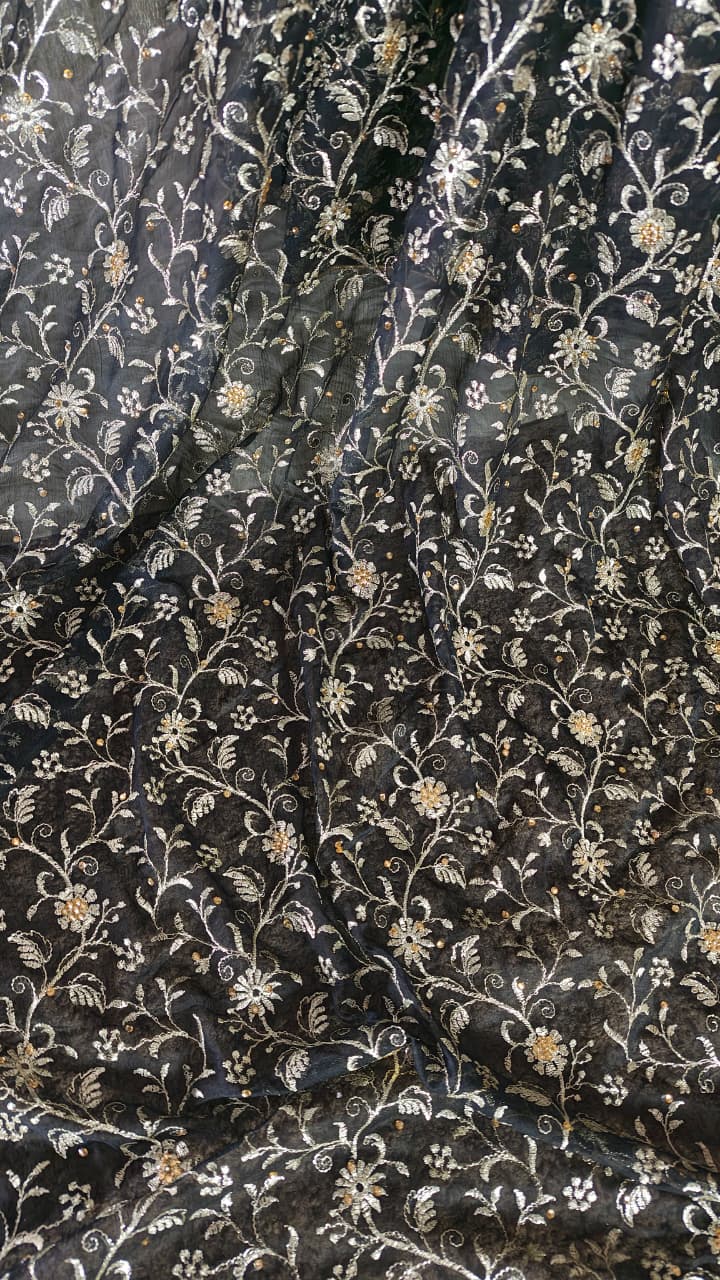 BLACK BANARASI KIMKHAB GHARARA