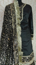 BLACK BANARASI KIMKHAB GHARARA