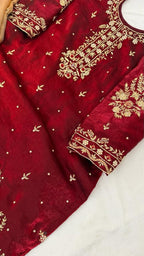 BLOOD MAROON ZARDOZI GHARARA