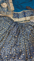BLUE BANARASI KIMKHAB GHARARA WITH DESIGHNER DUPATTA