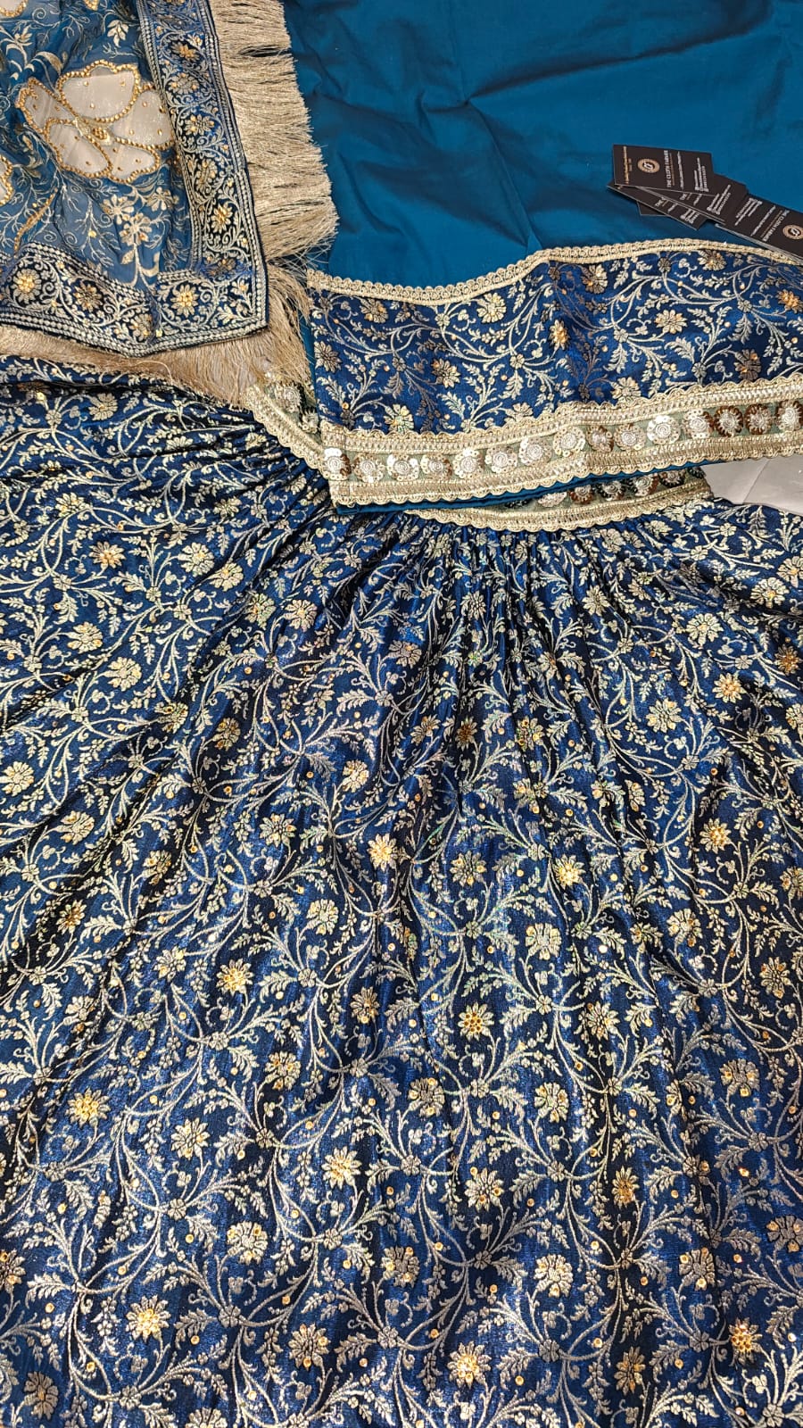 BLUE BANARASI KIMKHAB GHARARA WITH DESIGHNER DUPATTA