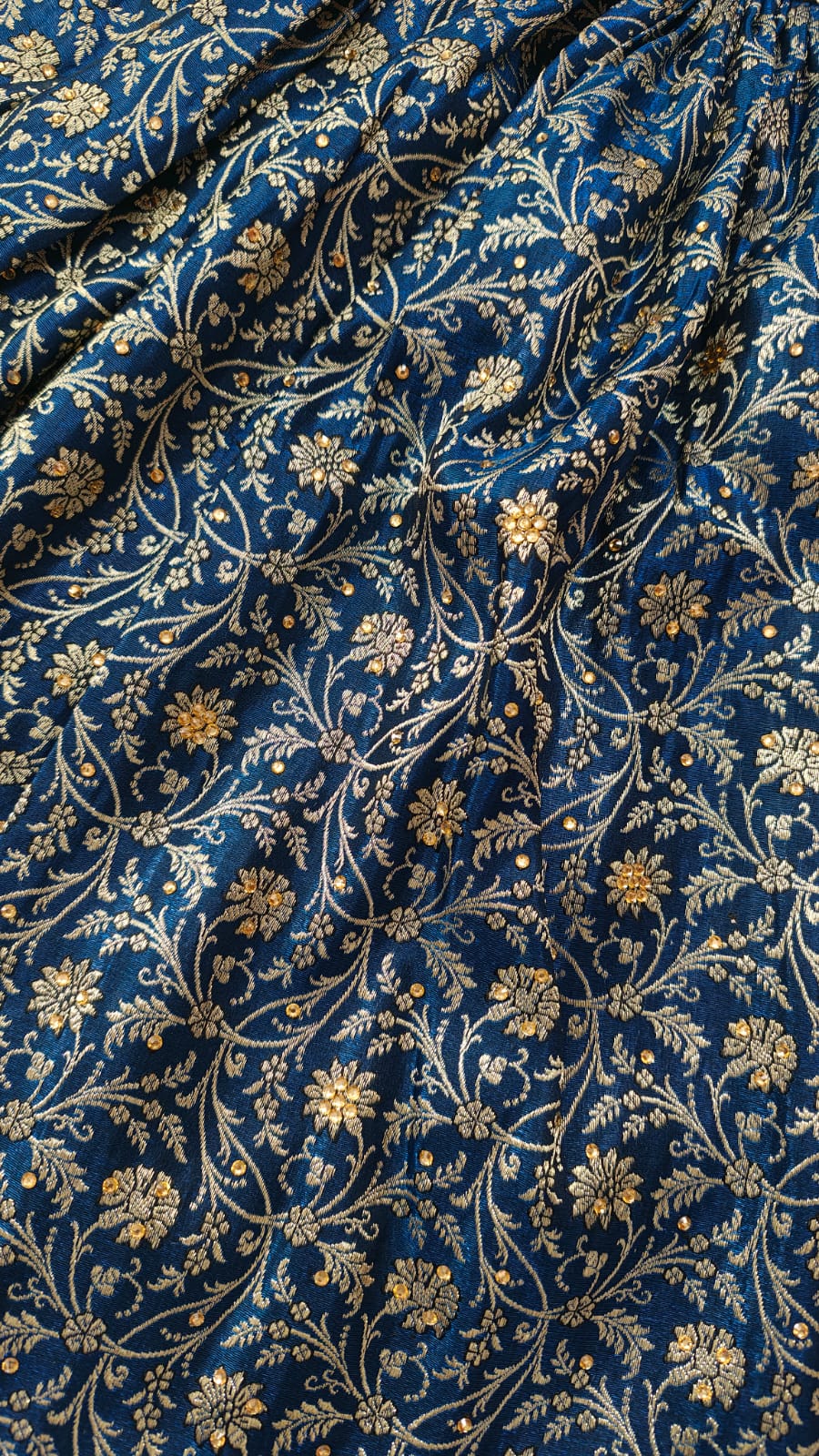 BLUE BANARASI KIMKHAB GHARARA WITH DESIGHNER DUPATTA