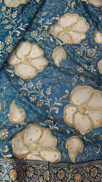 BLUE BANARASI KIMKHAB GHARARA WITH DESIGHNER DUPATTA