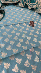 CADET BLUE CONTRAST COTTON SILK 3 PIECE SUIT